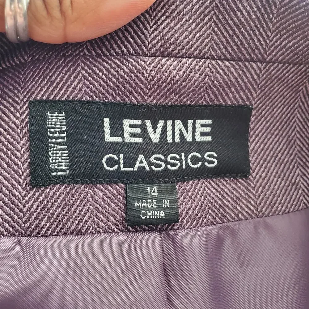 Larry Levine Classics Purple Lined Short Jacket Blazer 14